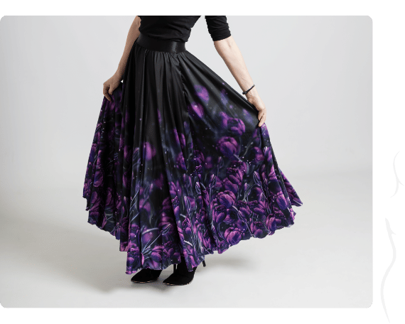 MAXI kolová sukně - Tajemné tulipány